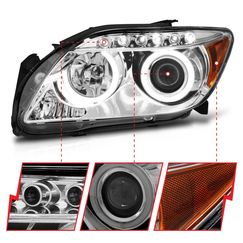 ANZO 2005-2010 Scion Tc Projector Headlights w/ Halo Chrome (CCFL)-SR1 Performance