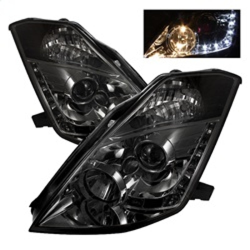 Spyder Nissan 350Z 03-05 Projector Headlights Halogen Model Only - DRL Smoke PRO-YD-N350Z02-DRL-SM-SR1 Performance