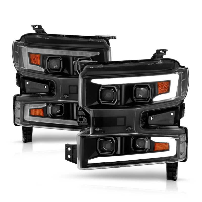 ANZO 19-22 Chevrolet Silverado 1500 LED Proj HL w/Lgt Bar SwBk Seq. Blk w/In. Light - Passenger Side-SR1 Performance