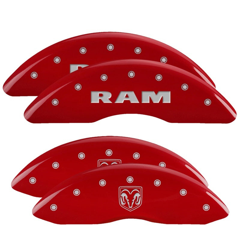 MGP 4 Caliper Covers Engraved Front RAM Engraved Rear RAMHEAD Red finish silver-SR1 Performance