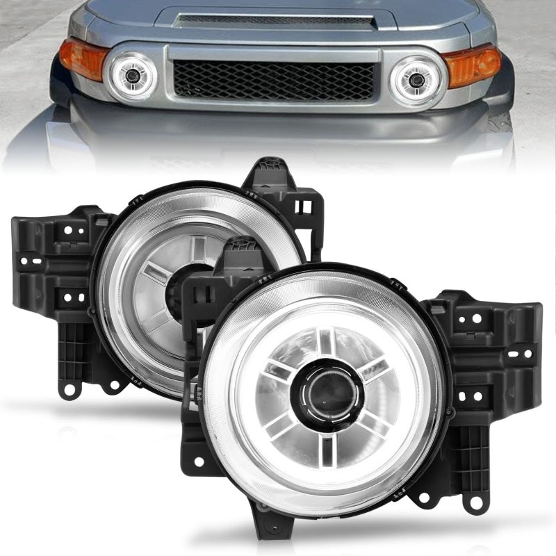 ANZO 2007-2013 Toyota Fj Cruiser Projector Headlights w/ Halo Chrome-SR1 Performance