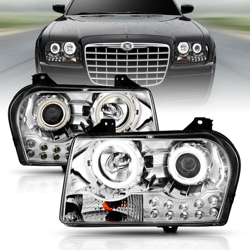 ANZO 2005-2010 Chrysler 300 Projector Headlights w/ Halo Chrome-SR1 Performance