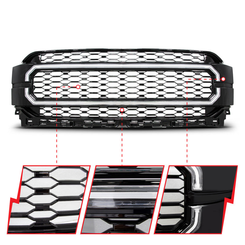 Anzo 21-23 Ford F150 Black Housing Full LED Light Tube Front Grille-SR1 Performance