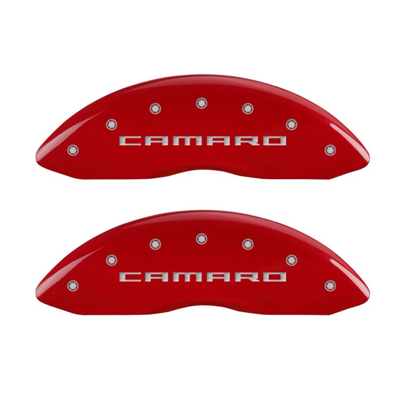 MGP 4 Caliper Covers Engraved Front & Rear Gen 5/Camaro Red finish silver-SR1 Performance