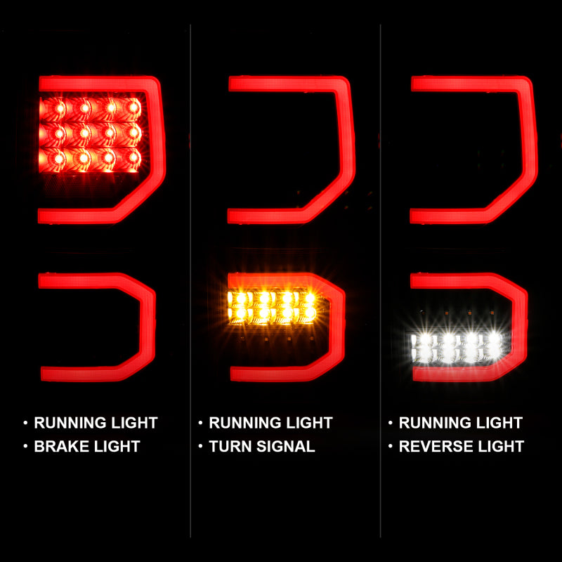 ANZO 2007-2013 Toyota Tundra LED Taillights Plank Style Black w/Clear Lens-SR1 Performance
