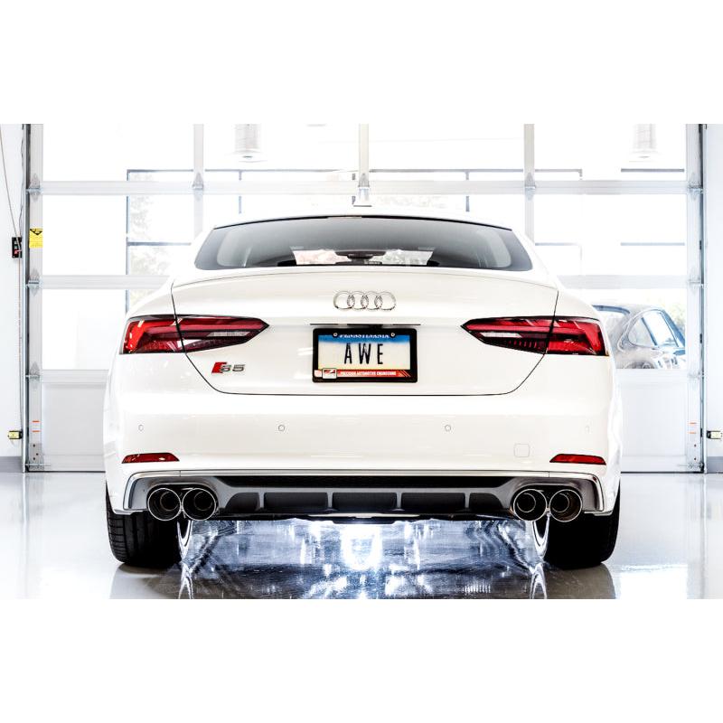 AWE Tuning Audi B9 S4 Track Edition Exhaust - Non-Resonated (Silver 102mm Tips)-SR1 Performance