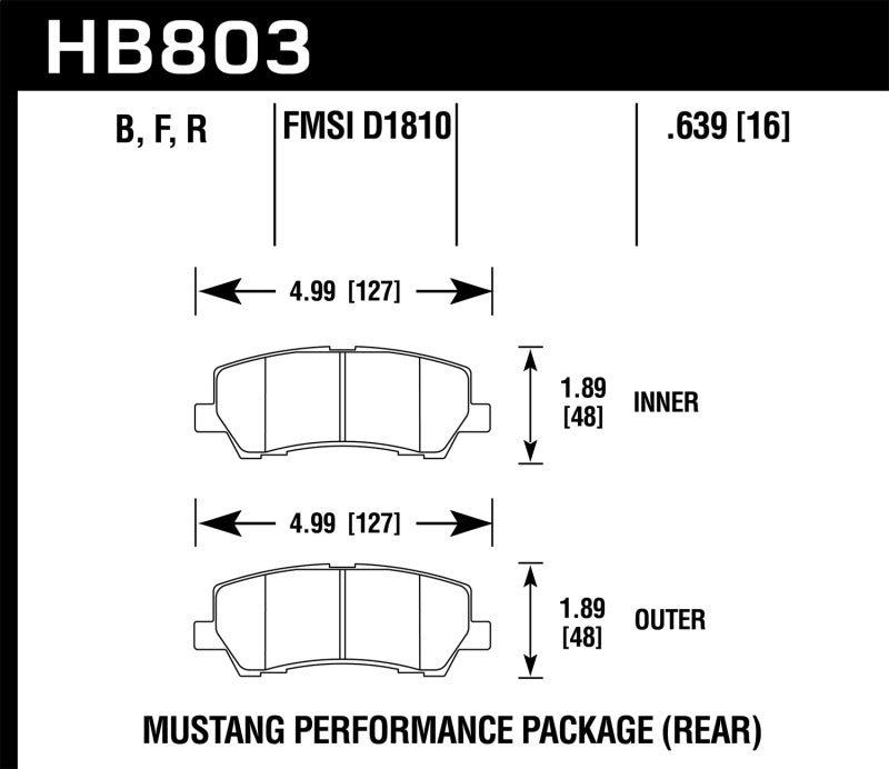 Hawk 2015+ Ford Mustang GT 5.0L (Excluding GT350/GT350R/GT500) ER-1 Endurance Racing Rear Brake Pads-SR1 Performance