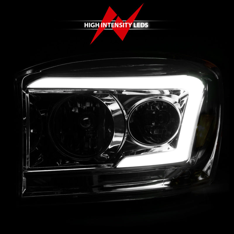 Anzo 06-09 Dodge RAM 1500/2500/3500 Headlights Chrome Housing/Clear Lens (w/ Light Bars)-SR1 Performance