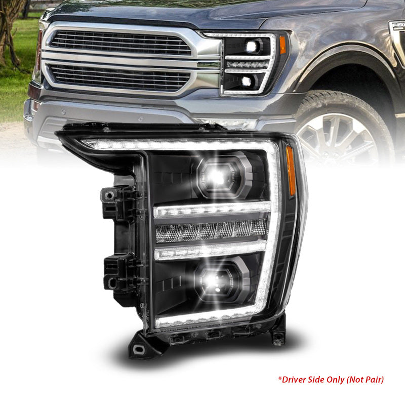 Anzo 21-23 Ford F150 LED Projector Headlight w/Switchback+Sequential - Black (Driver Side Only)-SR1 Performance