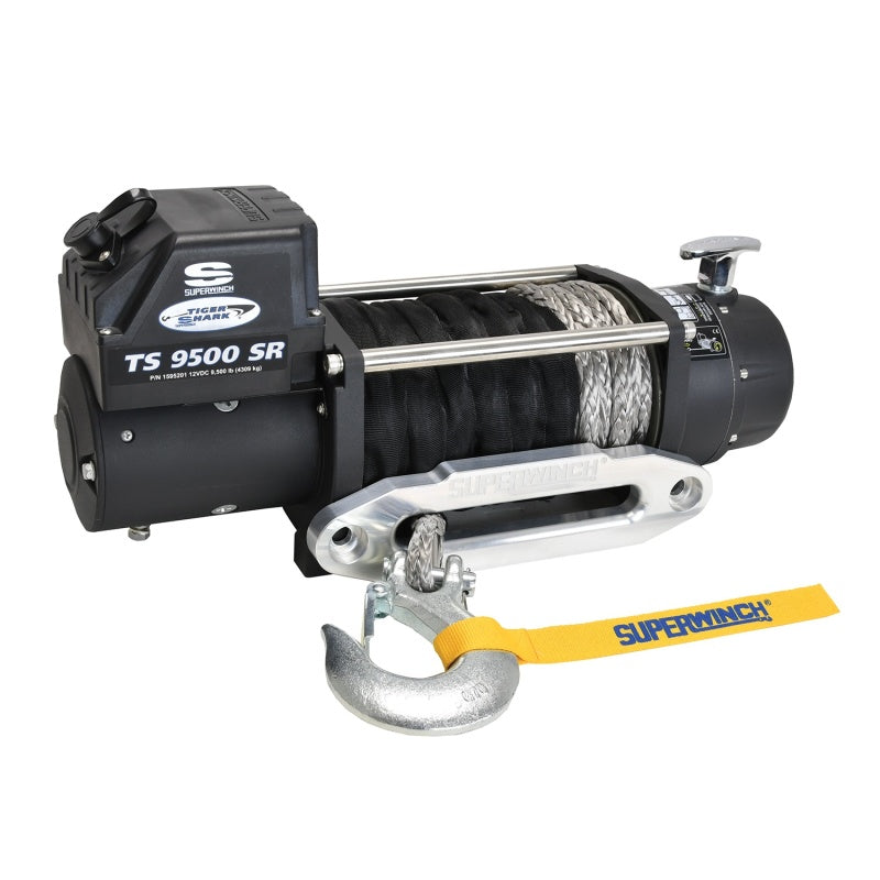 Superwinch 9500 LBS 12V DC 3/8in x 80ft Synthetic Rope Tiger Shark 9500 Winch-SR1 Performance