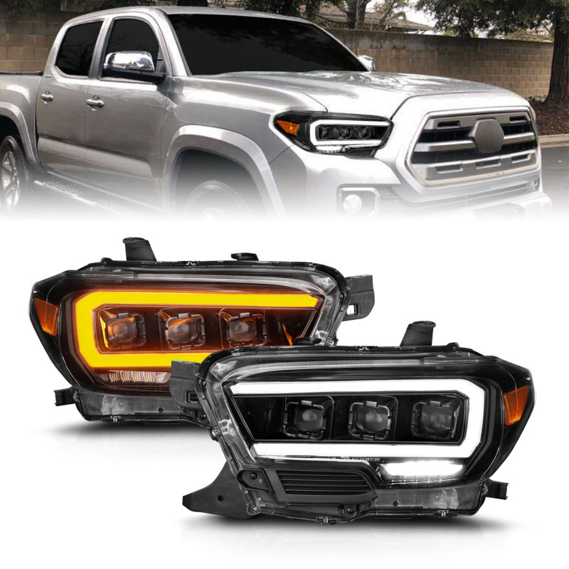 ANZO 16-22 Toyota Tacoma SR/SR5 ONLY Full LED Proj Headlights w/Light Bar Seq. Blk w/Initiation Lgt-SR1 Performance