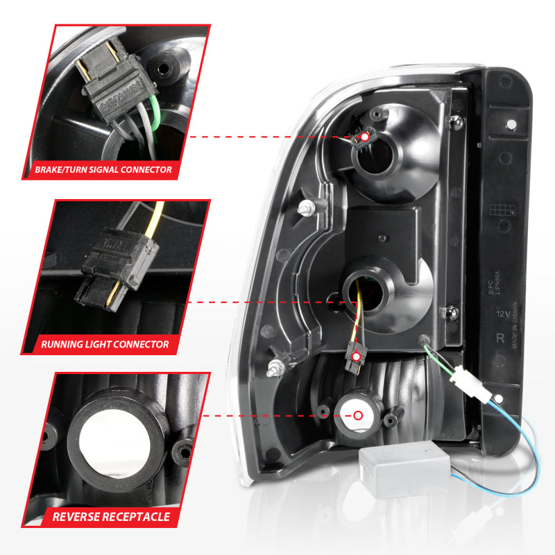 ANZO 2002-2009 Chevrolet Trailblazer LED Tail Lights w/ Light Bar Black Housing Smoke Lens-SR1 Performance