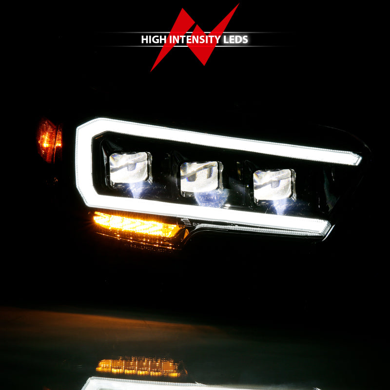 ANZO 2016-2018 Toyota Tacoma LED Projector Headlights Plank Style Black w/ Amber-SR1 Performance