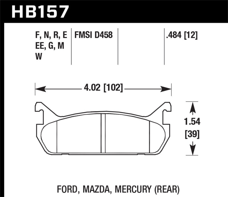 Hawk 91-96 Ford Escort GT / 90-93 Mazda Miata DTC-60 Rear Race Brake Pads-SR1 Performance