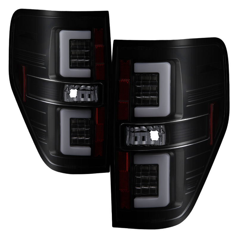 Spyder 09-14 Ford F150 V2 Light Bar LED Tail Lights - Blk Smoke (ALT-YD-FF15009V2-LBLED-BSM)-SR1 Performance