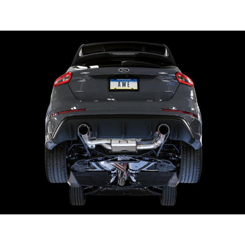 AWE Tuning Ford Focus RS SwitchPath Cat-back Exhaust - Chrome Silver Tips-SR1 Performance