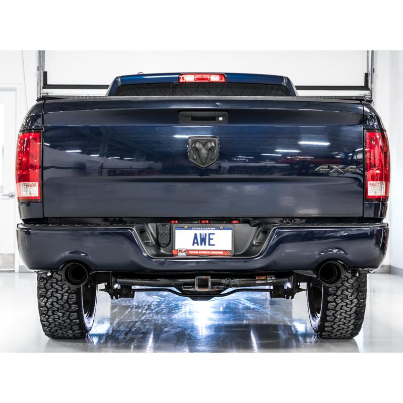 AWE Tuning 09-18 RAM 1500 5.7L (w/Cutouts) 0FG Dual Rear Exit Cat-Back Exhaust - Diamond Black Tips-SR1 Performance