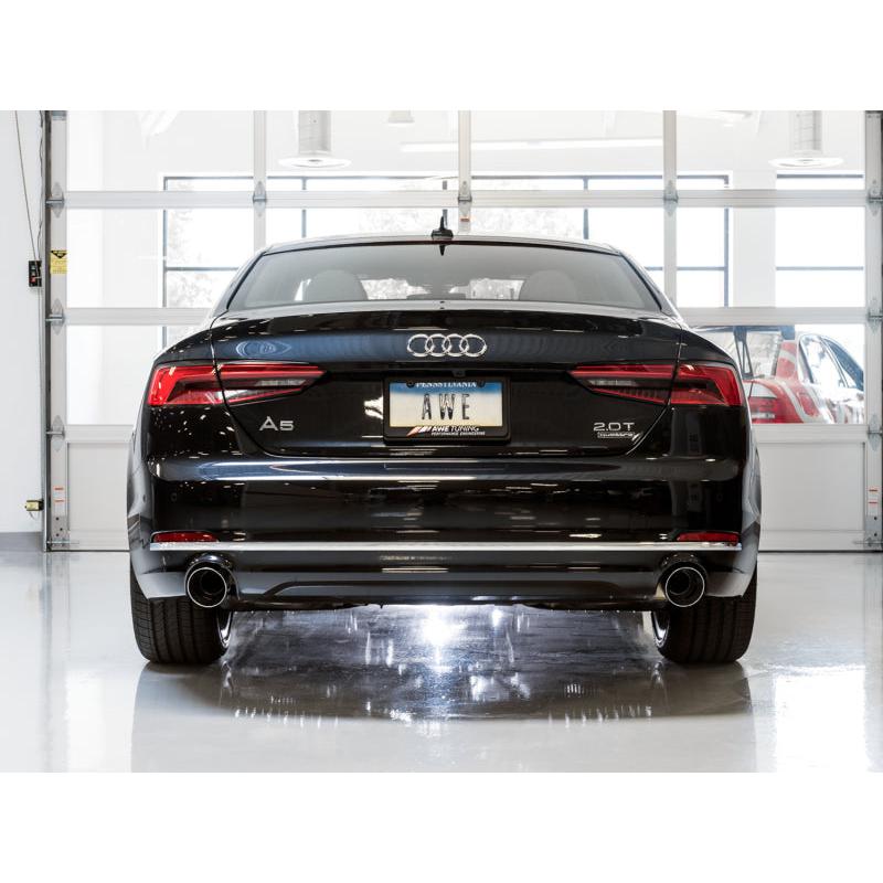 AWE Tuning Audi B9 A5 Touring Edition Exhaust Dual Outlet - Chrome Silver Tips (Includes DP)-SR1 Performance