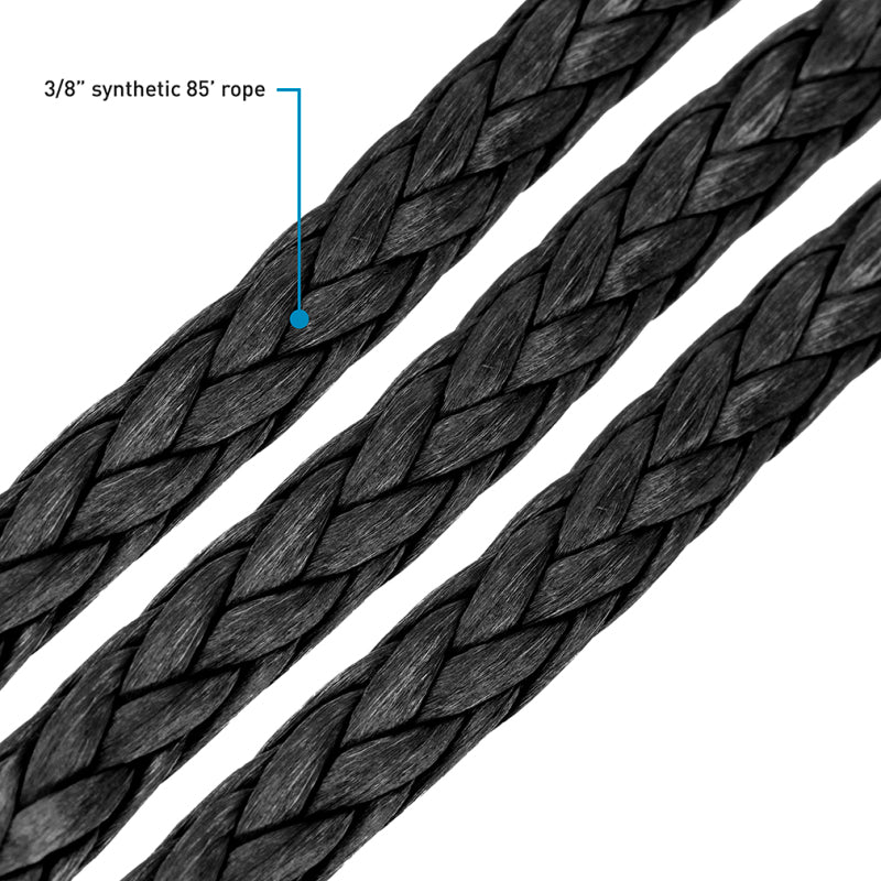 Borne Off-Road Synthetic Rope 3/8 inch x 85 feet - Black