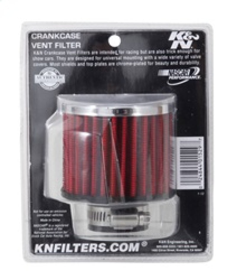 K&N 1.25in Flange ID x 3in OD x 2.5in H Rubber Base Crankcase Vent Filter-SR1 Performance