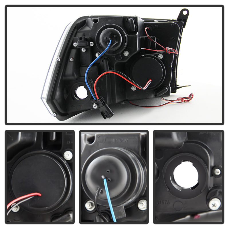 Spyder Dodge Ram 1500 09-14 10-14 Projector Headlights Halogen- LED Halo LED - Blk PRO-YD-DR09-HL-BK-SR1 Performance
