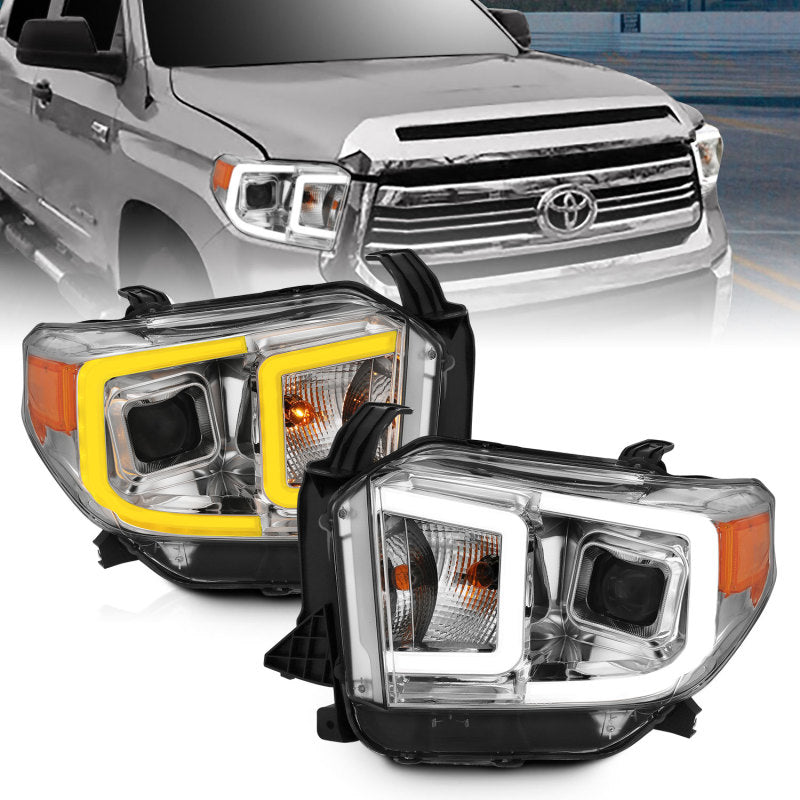 ANZO 14-17 Toyota Tundra Plank Style Projector Headlights Chrome w/ Amber-SR1 Performance