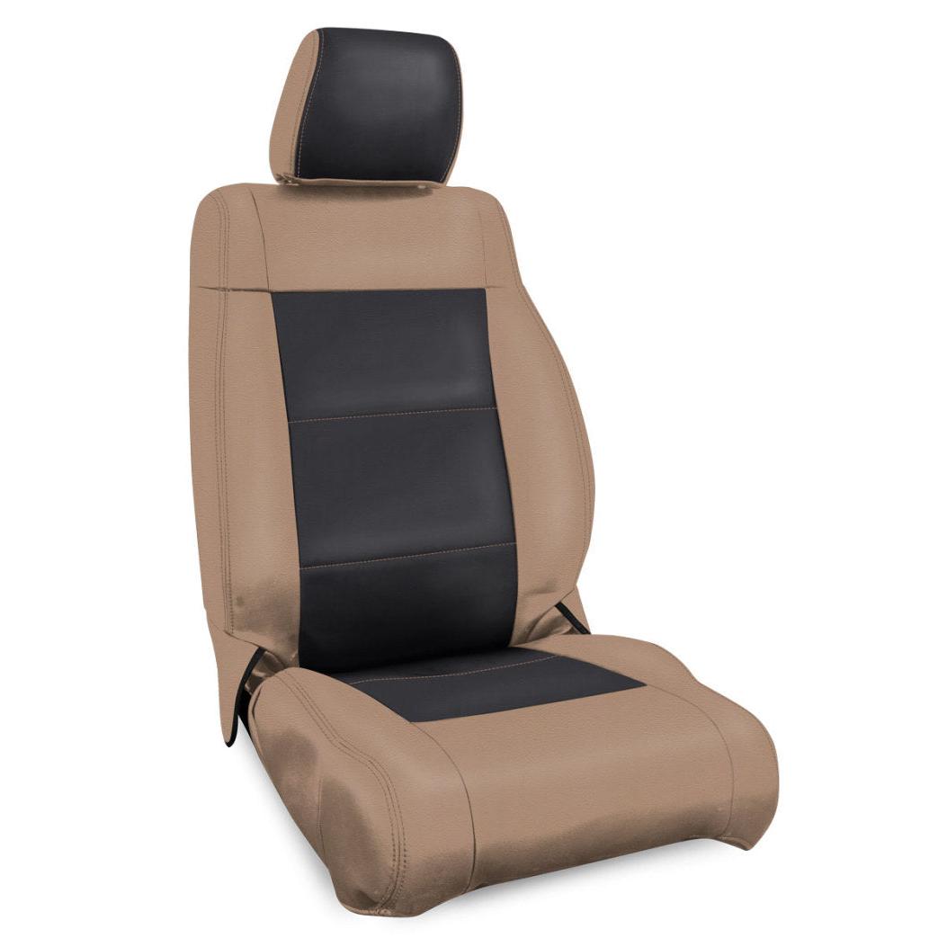 PRP 07-10 Jeep Wrangler JK Front Seat Covers/2 door or 4 door (Pair) - Black/Tan-SR1 Performance