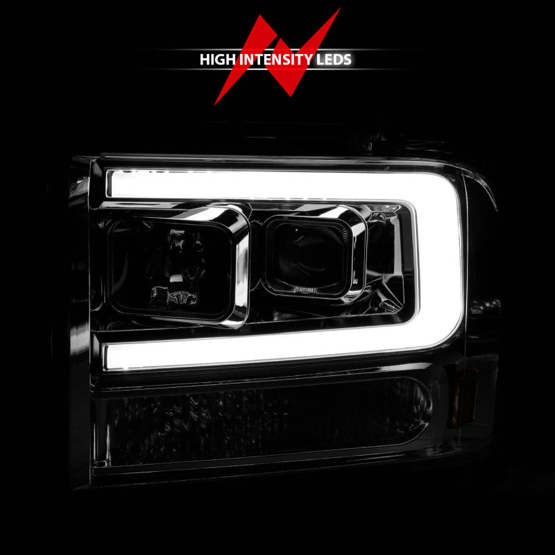 ANZO 99-04 Ford F250/F350/F450/Excursion (excl 99) Projector Headlights - w/Light Bar Chrome Housing-SR1 Performance