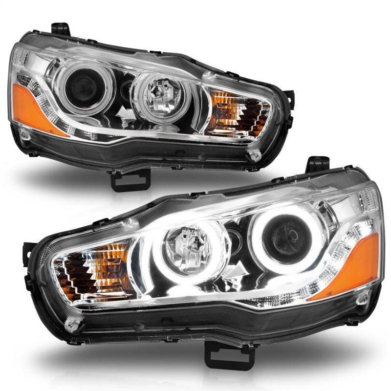 ANZO 2008-2015 Mitsubishi Lancer Projector Headlights w/ Halo Chrome (CCFL)-SR1 Performance