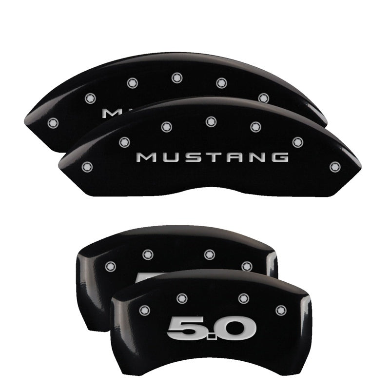 MGP 4 Caliper Covers Engraved Front Mustang Engraved Rear 50 Black finish silver-SR1 Performance