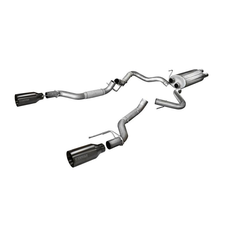 Corsa 2017-2020 Ford F-150 Raptor 3.5L Sport Cat-Back Dual Rear Exit w/ 5in Gunmetal Tip-SR1 Performance