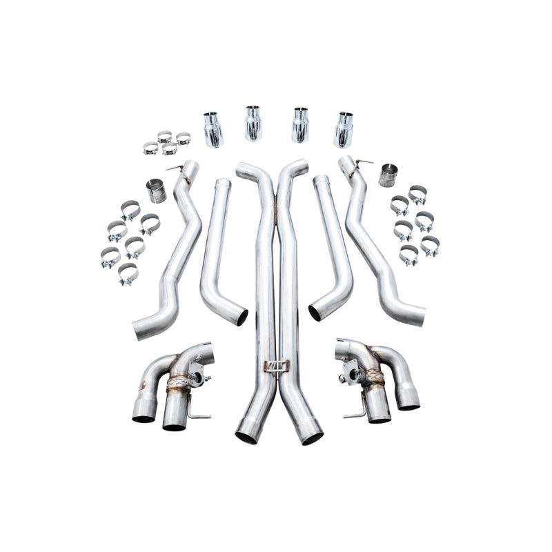 AWE Tuning 18-19 BMW M5 (F90) 4.4T AWD SwitchPath Cat-back Exhaust - Chrome Silver Tips-SR1 Performance