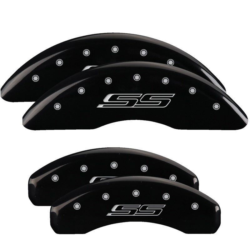 MGP 4 Caliper Covers Engraved Front & Rear Gen 5/SS Black finish silver-SR1 Performance