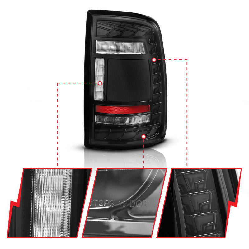 ANZO 19-24 RAM 2500/3500 Full LED Tail Lights SeqSig Black Pair - Part #311482A