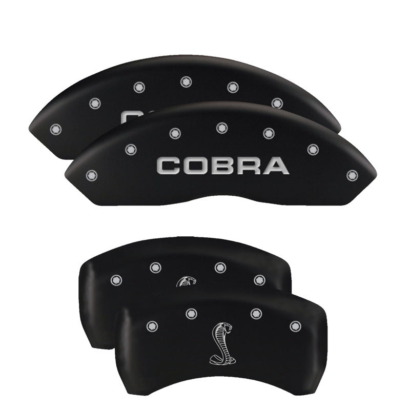 MGP 4 Caliper Covers Engraved Front Mustang Engraved Rear 50 Black finish silver-SR1 Performance
