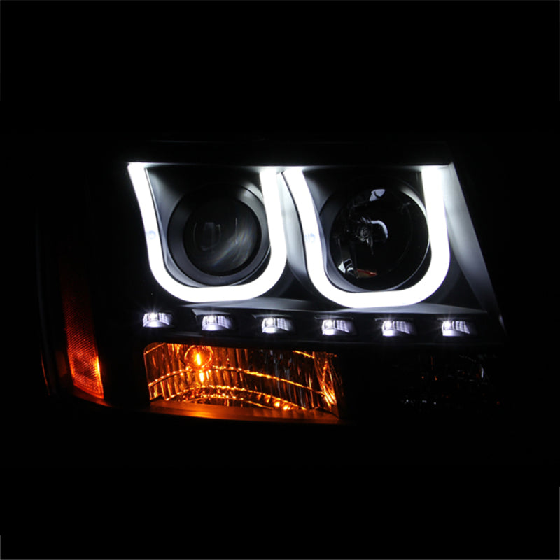 ANZO 2007-2013 Chevrolet Avalanche Projector Headlights w/ U-Bar Black-SR1 Performance