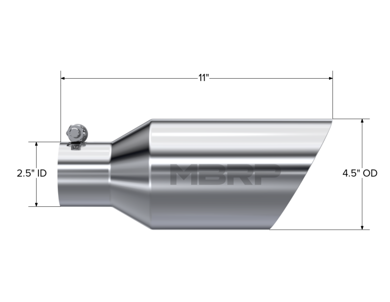 MBRP Universal Tip 4.5 O.D. Dual Walled Angled Rolled End 2.5 Inlet 12in Length - T304-SR1 Performance