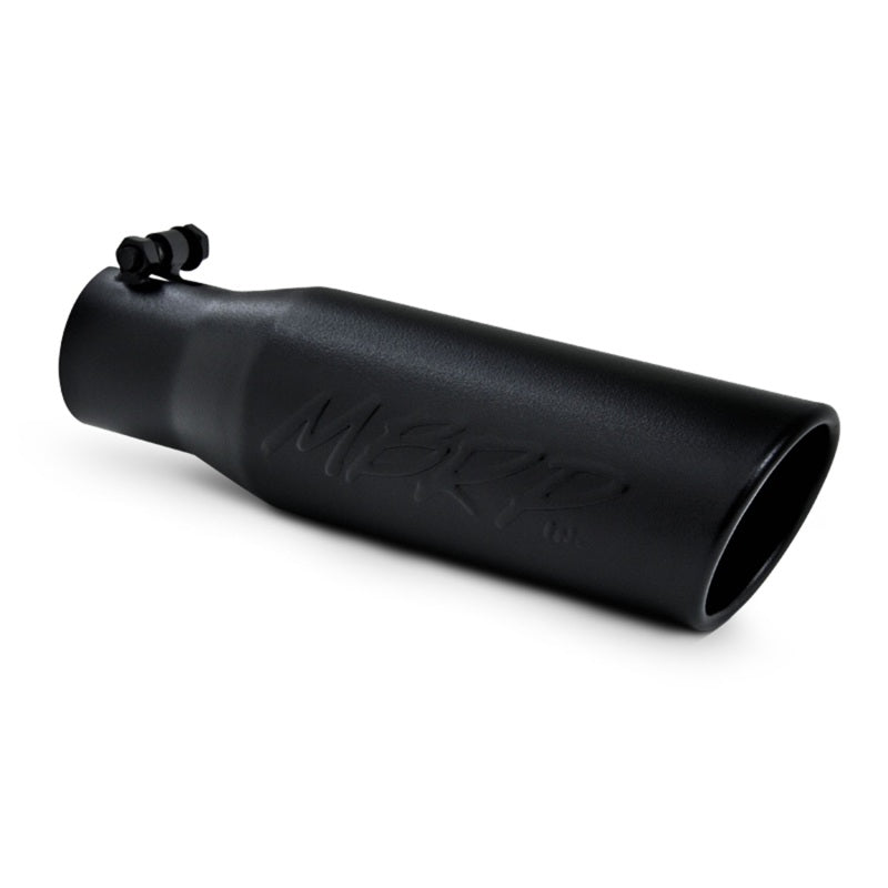 MBRP Universal Tip 3in O.D. Angled Rolled End 2 inlet 12 length - Black Finish-SR1 Performance