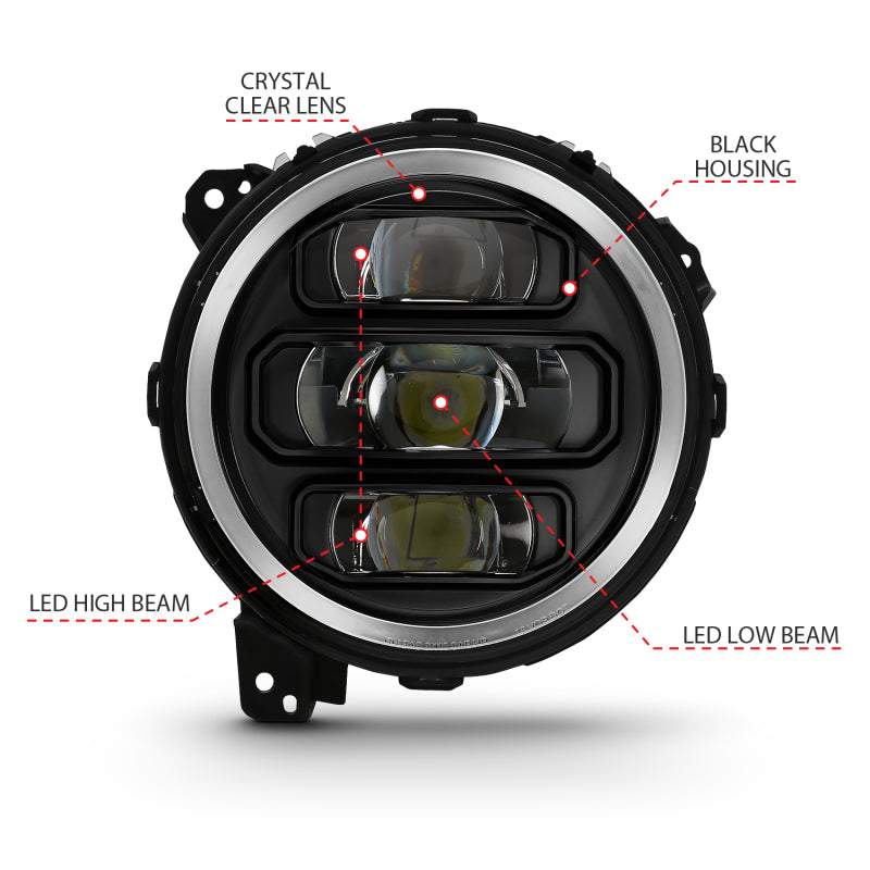 ANZO 2018-2019 Jeep Wrangler Full Led ProjectorH.L Black-SR1 Performance