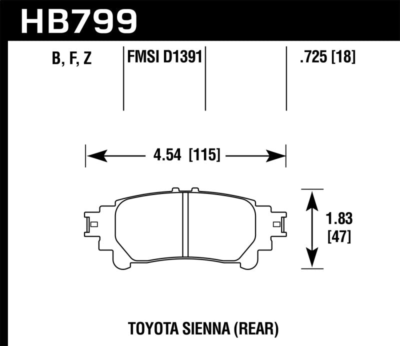 Hawk 14-16 Toyota Highlander Performance Ceramic Street Rear Brake Pads-SR1 Performance