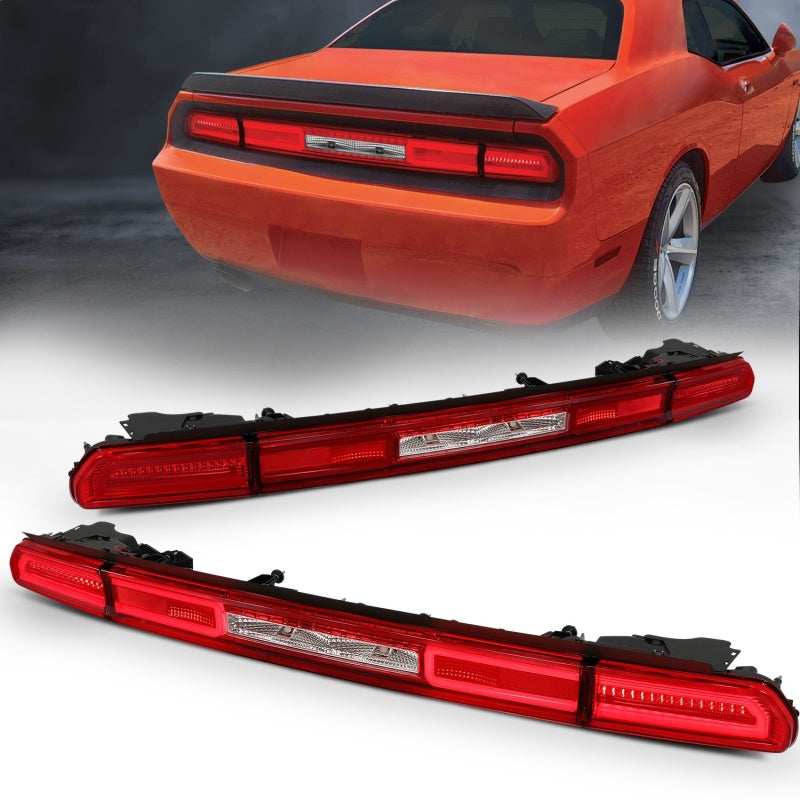 ANZO 08-10 Dodge Challenger LED Taillights - Red/Clear w/Sequential Turn Signal-SR1 Performance