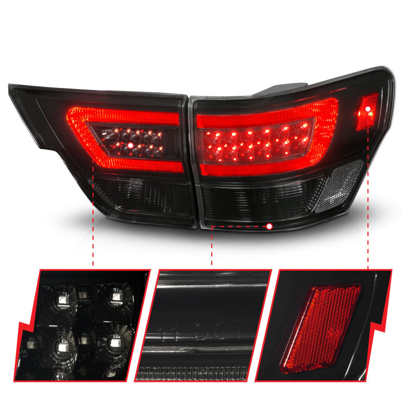 ANZO 11-13 Jeep Grand Cherokee LED Taillights w/ Lightbar Black Housing/Smoke Lens 4pcs-SR1 Performance