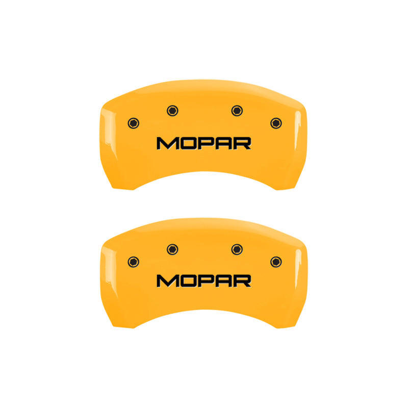 MGP 4 Caliper Covers Engraved Front & Rear MOPAR Yellow finish black-SR1 Performance