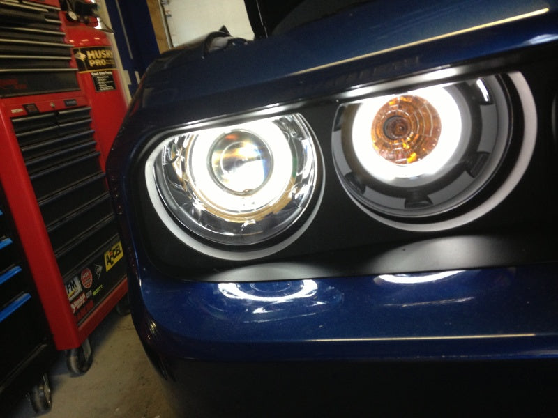 ANZO 2008-2014 Dodge Challenger Projector Headlights w/ Halo Black (CCFL)-SR1 Performance