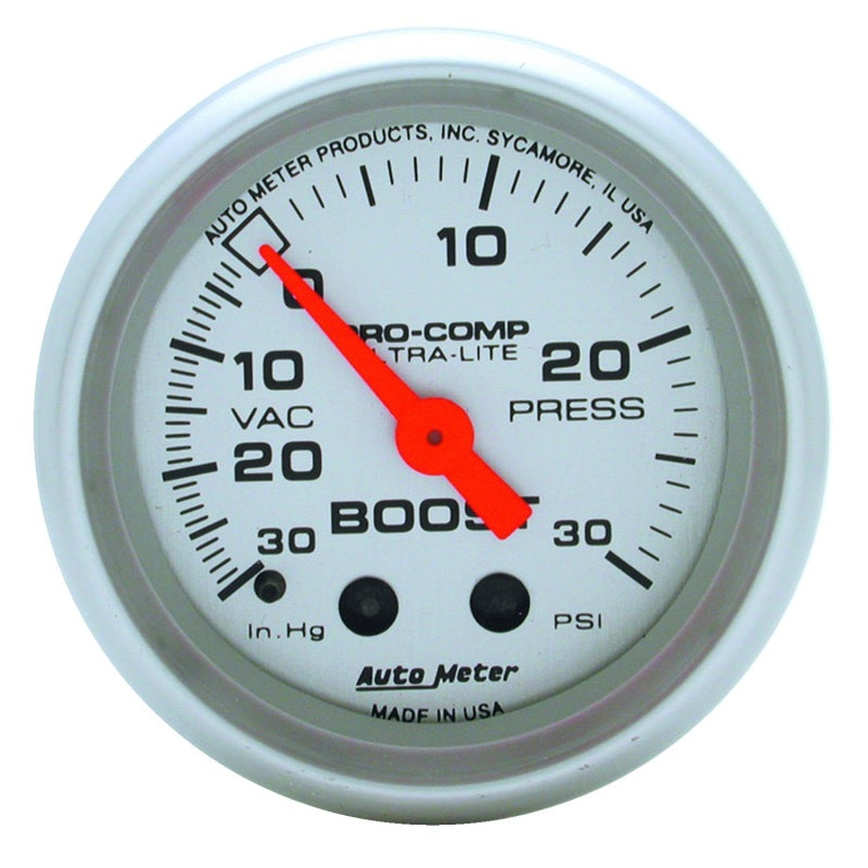Autometer Ultra-Lite 52mm 30 PSI Mechanical Boost Gauge-SR1 Performance