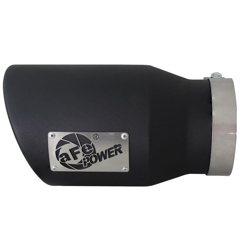 aFe MACHForce XP 5in 304 Stainless Steel Exhaust Tip 5 In x 7 Out x 12L in Bolt On Right - Black-SR1 Performance