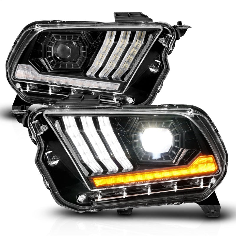 ANZO 10-14 Ford Mustang LED Projector Headlights w/Sequential Light Tube (NON HID Compatible)-SR1 Performance