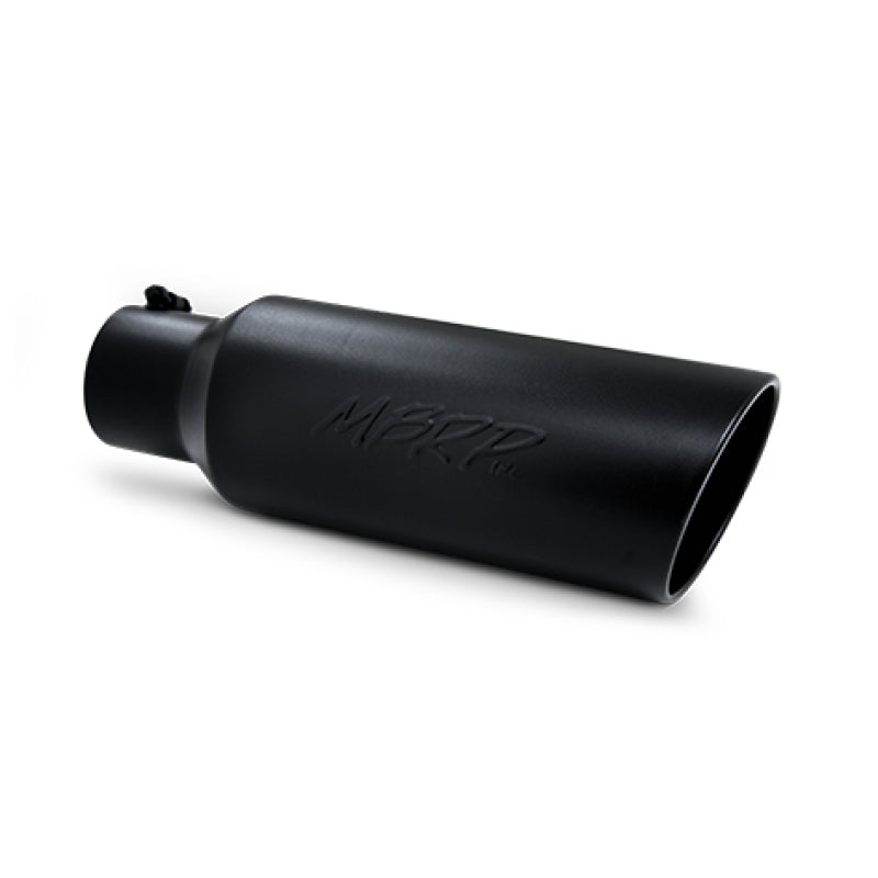 MBRP Universal Tip 6in OD Rolled End 4in Inlet 18in L Black Coated Exhaust Tip-SR1 Performance