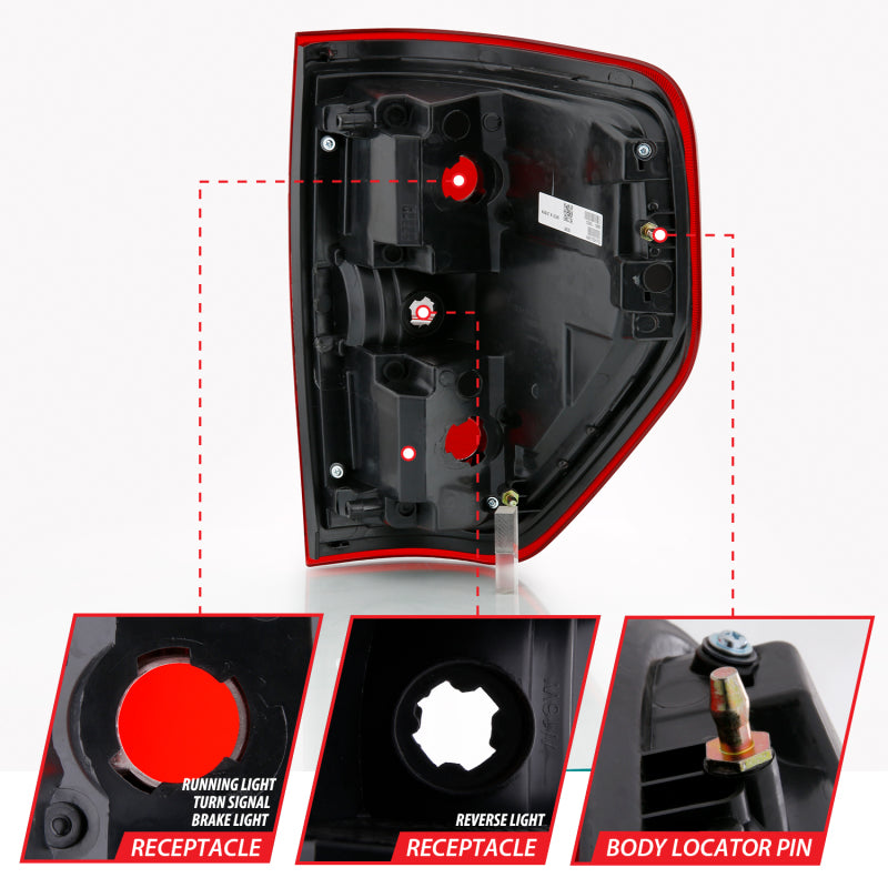 ANZO 2009-2014 Ford F-150 Euro Taillight Red/Clear (W/O Bulb)-SR1 Performance