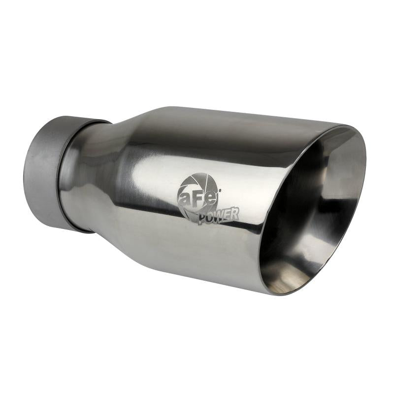 aFe MACH Force-Xp Univ 304 SS Double-Wall Clamp-On Exhaust Tip - Polished - 3in Inlet - 4.5in Outlet-SR1 Performance